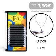 Set de nueve bandejas de pestañas Rili W-3D Lash, 12 líneas L 0.07, 07-15 mm